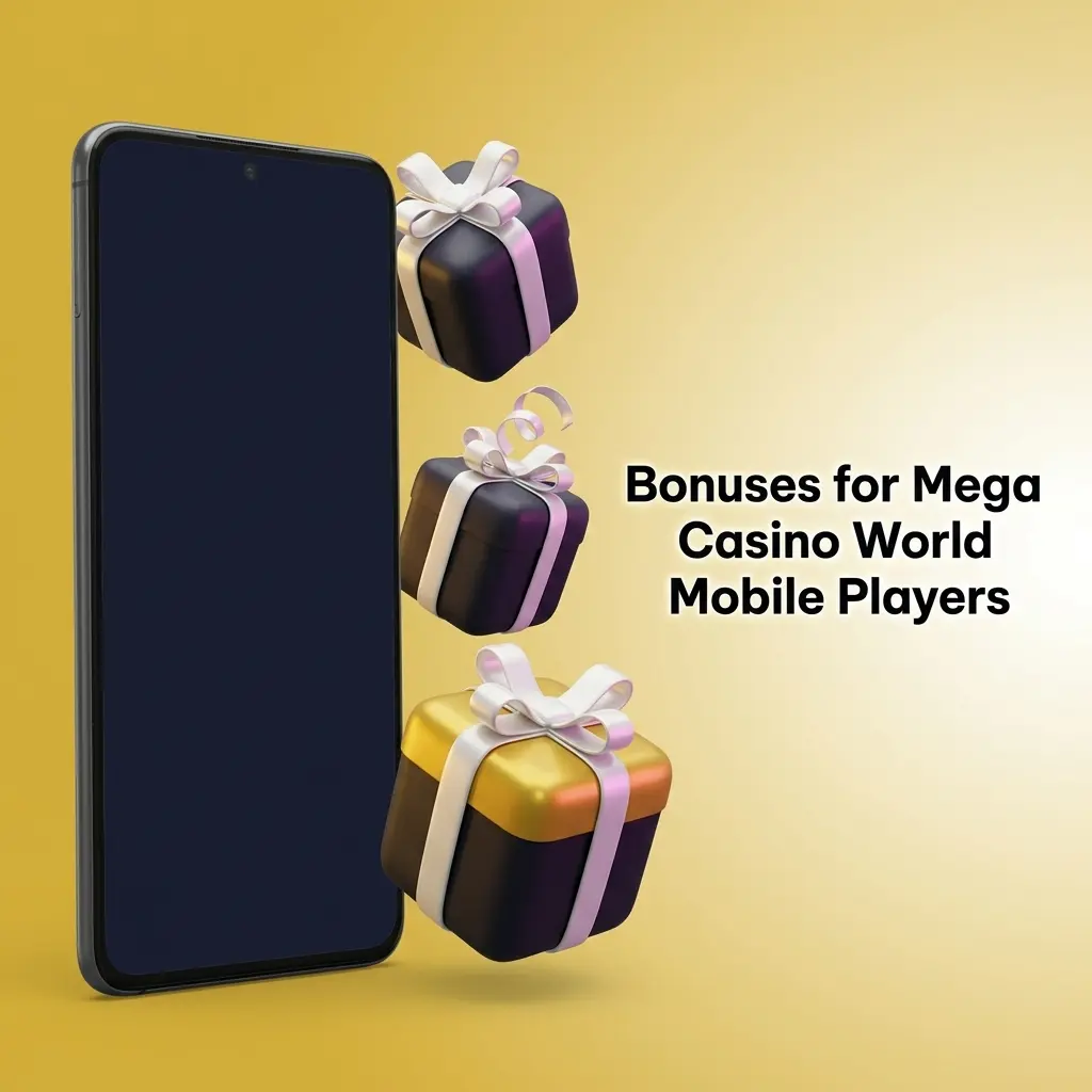 Mega Casino World mobile bonuses: welcome match, weekly reload, and cashback offers for casino and sportsbook players.