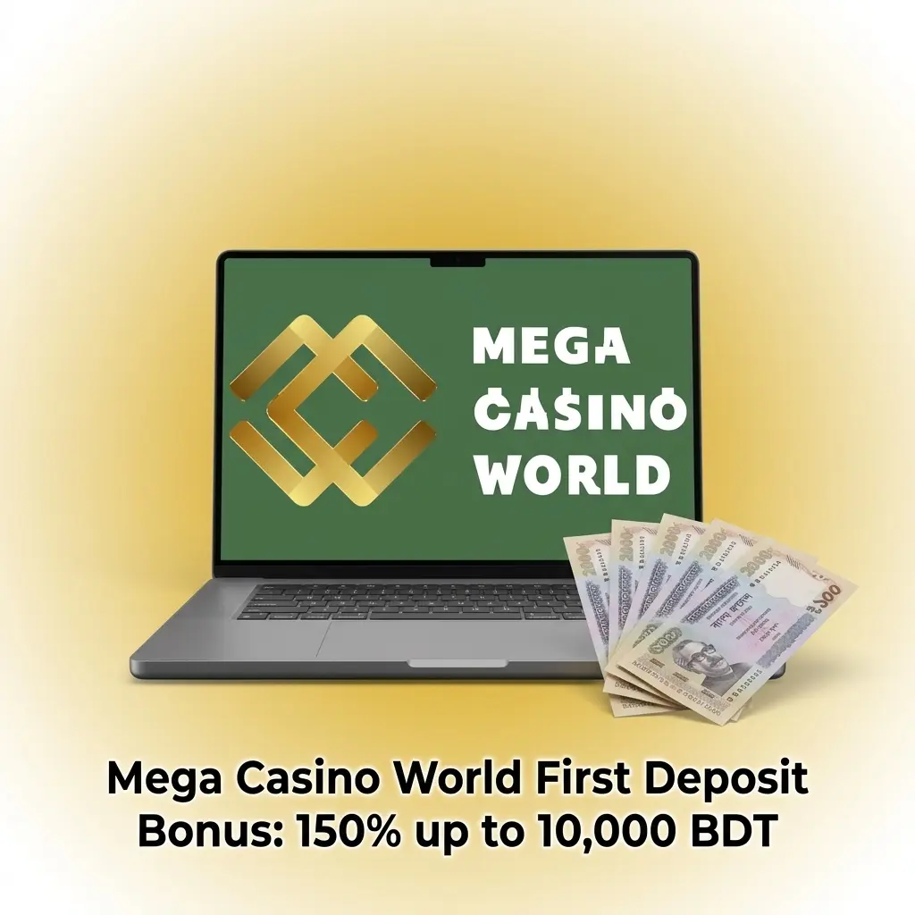 Mega Casino World first deposit bonus: 150% up to 10,000 BDT on slots and sports betting like cricket and football