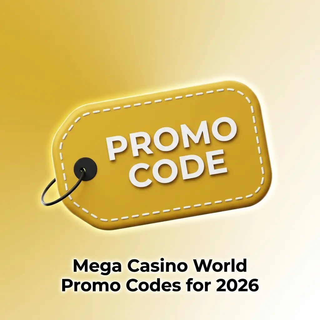 Mega Casino World 2026 promo codes table showing MEGA150, MEGASPORT, and MEGALIVE50 welcome bonus offers
