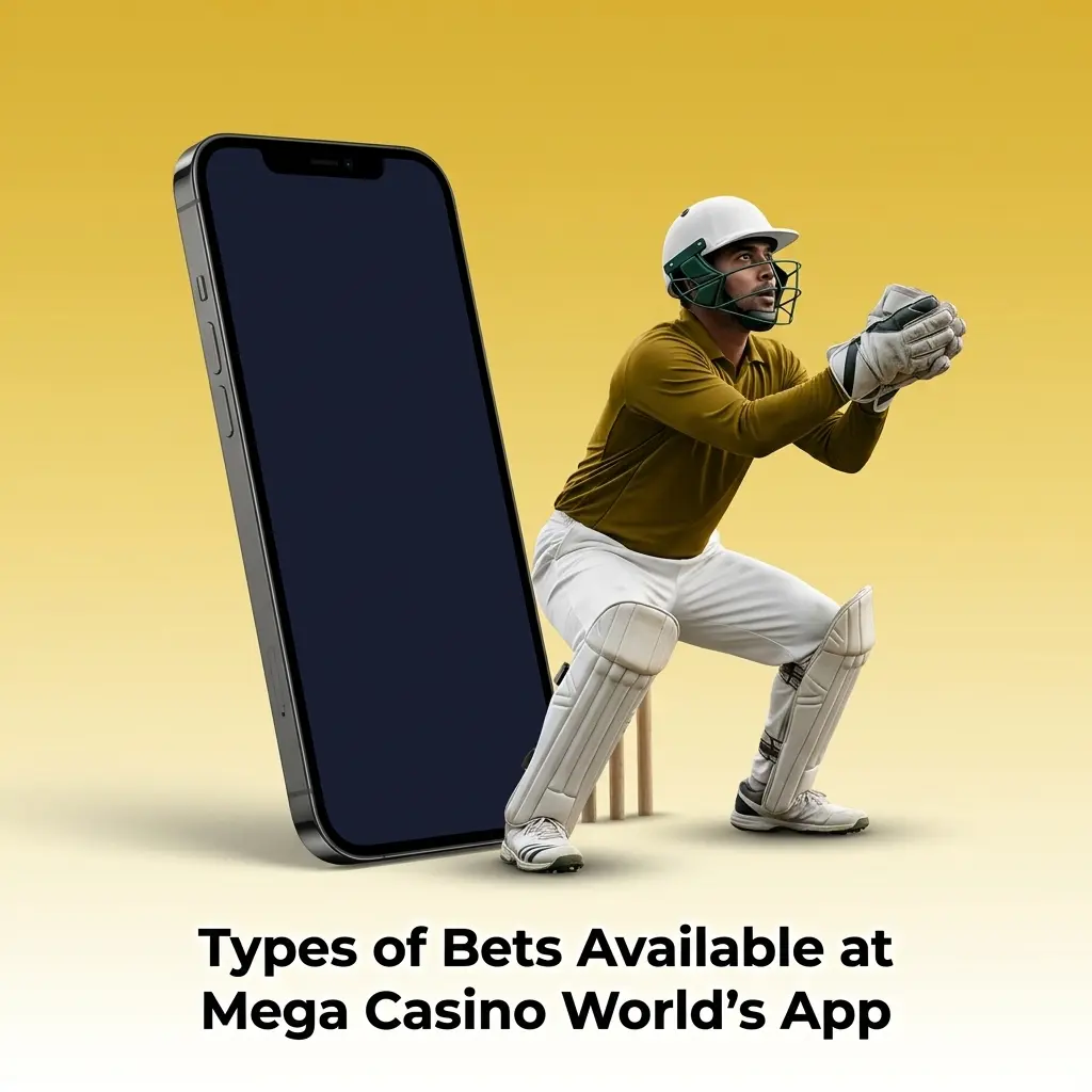 Types of bets at Mega Casino World's app: single, accumulator, treble, system, and live betting options explained.