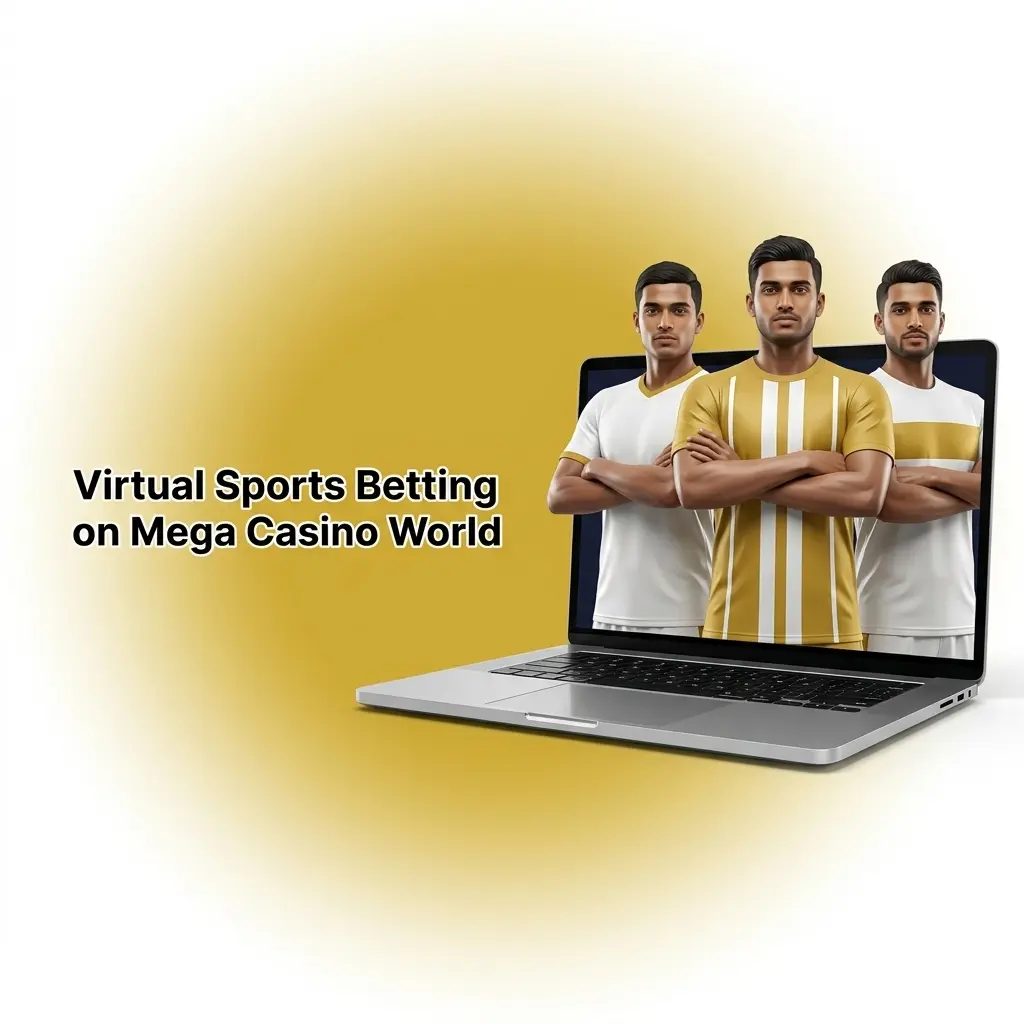 Virtual sports betting on Mega Casino World featuring football, horse racing, greyhound racing, and cricket with instant RNG results